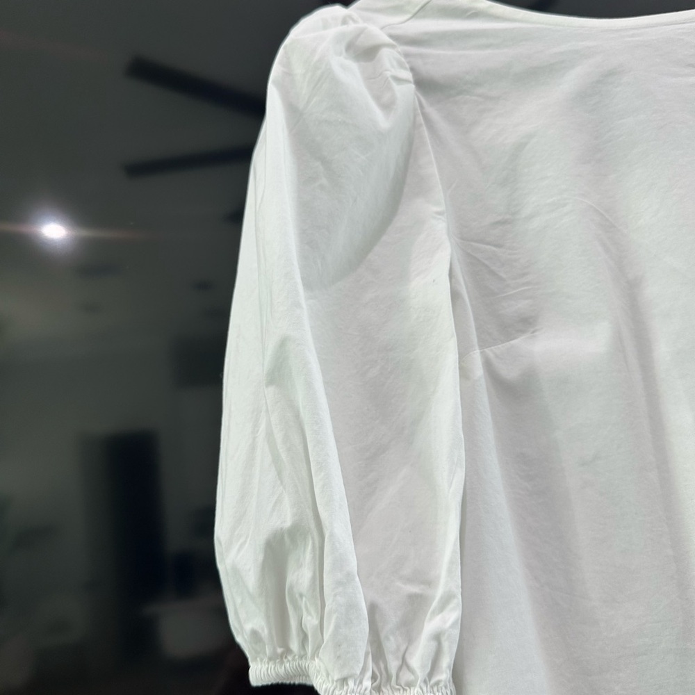 H by Halston White Boxy 3/4 Sleeve Blouse - Picture 2 of 8